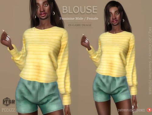 Long sleeve ribbed blouse