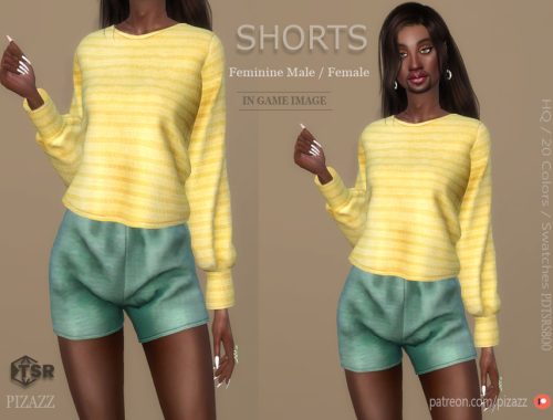 Loose fit cotton shorts