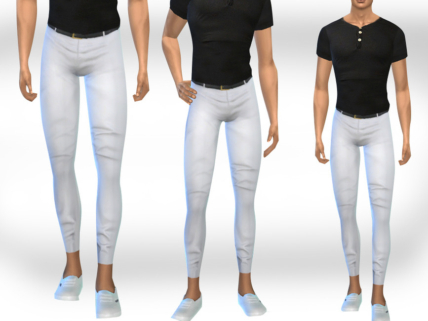 Male Sims Classy White Pants With Belt - The Sims 4 Catalog