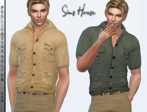 Men's safari shirt tucked