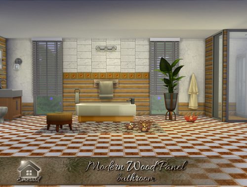 Modern Wood Panel bathroom