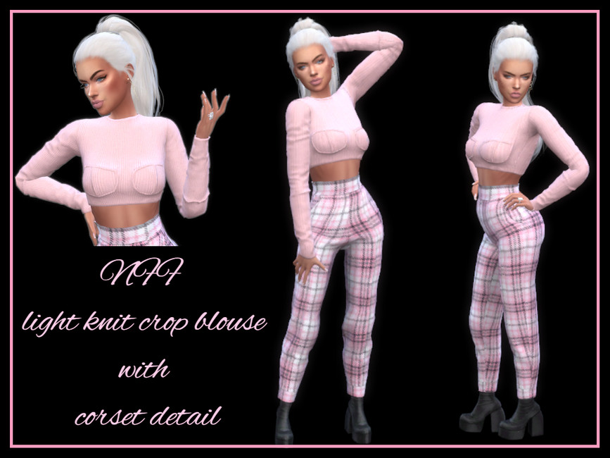 NFF light knit crop blouse with corset detail