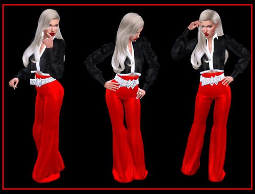 NFF satin bell trousers glittery belt