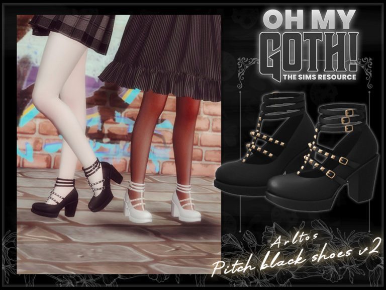 Oh My Goth - Pitch black shoes v2 - The Sims 4 Catalog