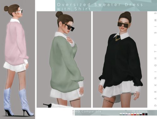Oversized Sweater Dress with Shirt