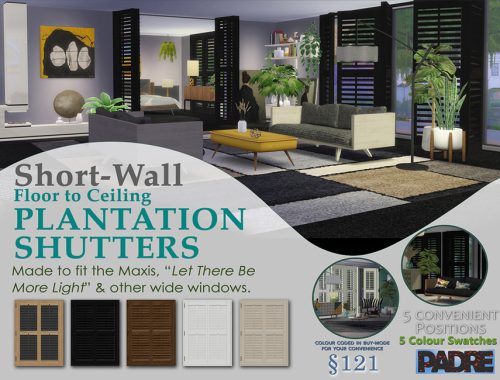 Padre Short Wall Plantation Shutters