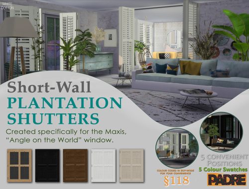Padre Short Wall Plantation Shutters