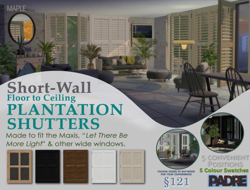 Padre Short Wall Plantation Shutters