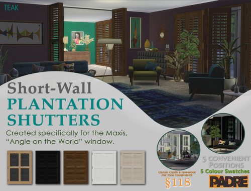 Padre Short Wall Plantation Shutters