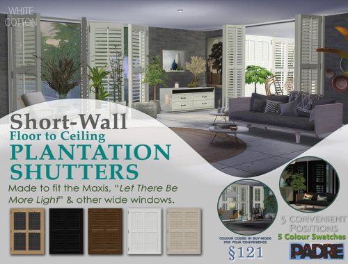 Padre Short Wall Plantation Shutters