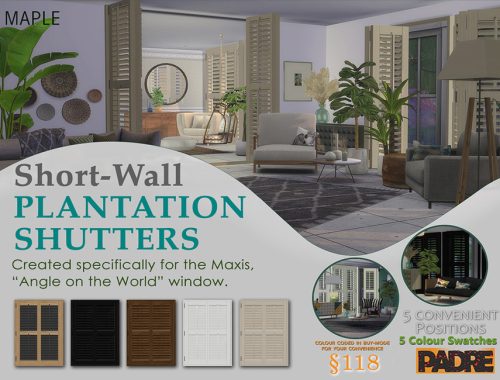 Padre Short Wall Plantation Shutters