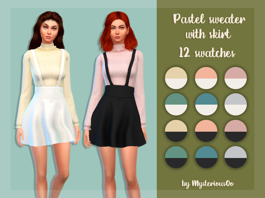 Pastel sweater with skirt - The Sims 4 Catalog