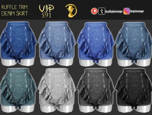 [PATREON] (Early Access) Ruffle Trim Denim Skirt S91