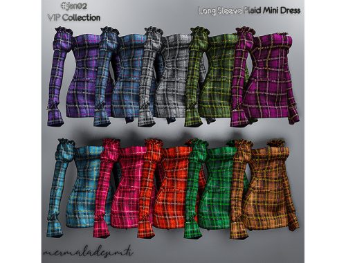 [PATREON] Long Sleeve Plaid Mini Dress (Early Access)