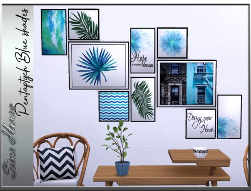 Pentaptych Blue shades