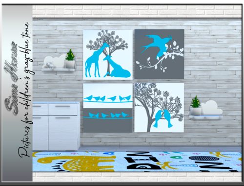 Pictures for children's gray-blue tone
