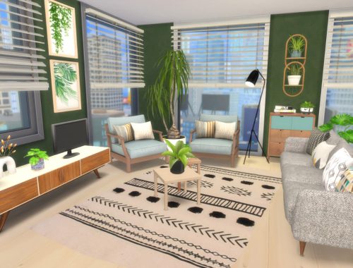 Plant Lover's Apartment - Kitchen + Dining + Living
