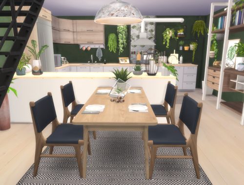 Plant Lover's Apartment - Kitchen + Dining + Living