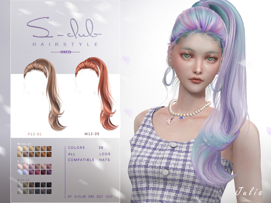 Ponytail hairstyle Julia by S-Club - The Sims 4 Catalog