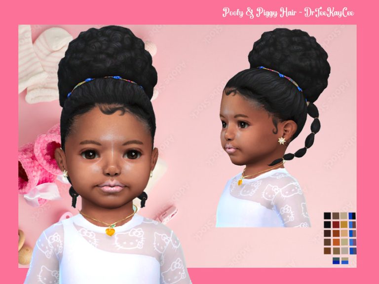 Poofy & Piggy Hair ~ Toddler Base Compatible - The Sims 4 Catalog