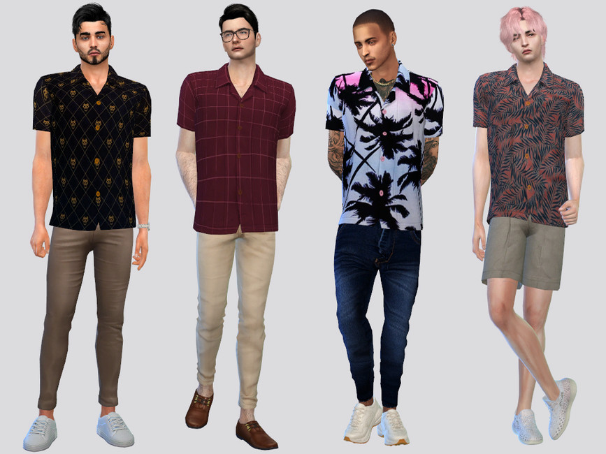 Printed Viscose Shirt - The Sims 4 Catalog