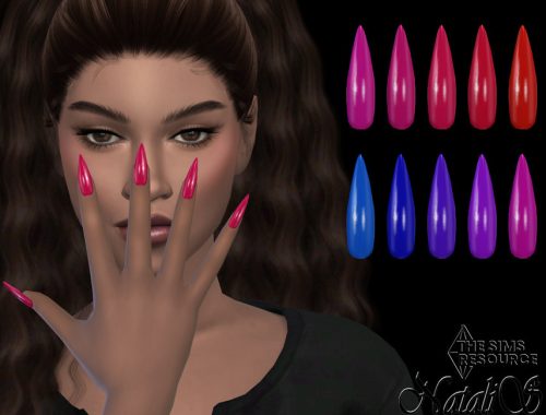 Red-blue palette stiletto nails