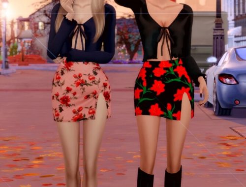 Ribbed Open Cardigan & Floral Open Skirt & Bucket hat at RIMINGs