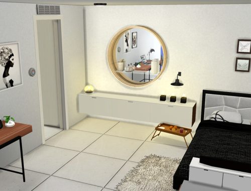 Round Mirror with Functional Glass Shelf