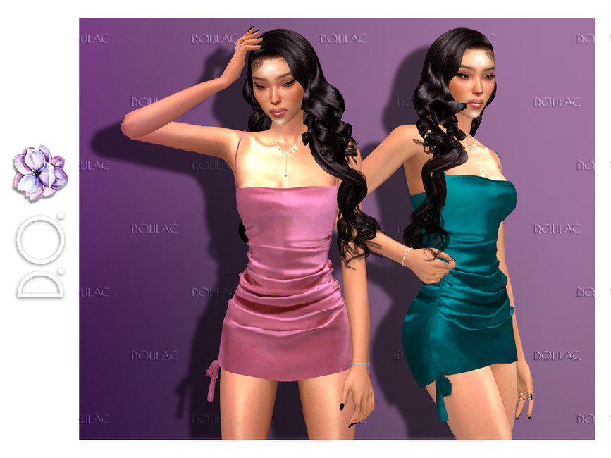 Satin Ruched Short Night Dress DO127 - The Sims 4 Catalog