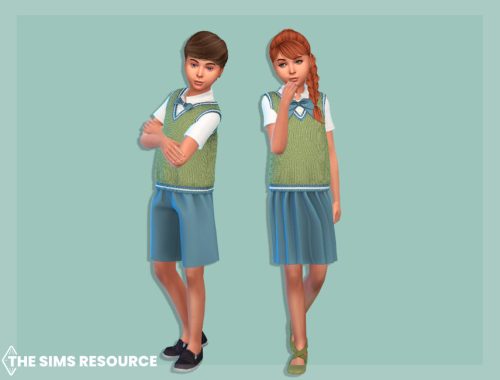 School uniform with knitted vest and shorts