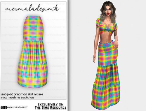 Set- Plaid Print Maxi Skirt MC194