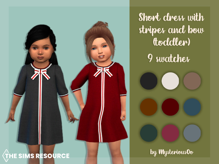 dress with stripes and bow (toddler) - The Sims 4 Catalog