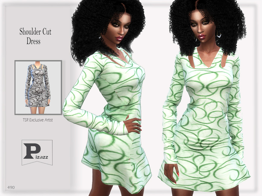 Shoulder Cut Dress - The Sims 4 Catalog