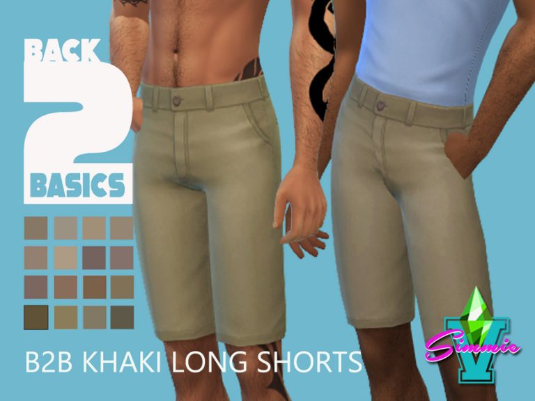 SimmieV B2B Khaki Long Shorts - The Sims 4 Catalog