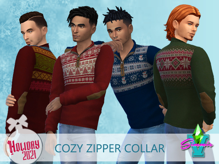 SimmieV Holiday21 Cozy Zip Collar - The Sims 4 Catalog