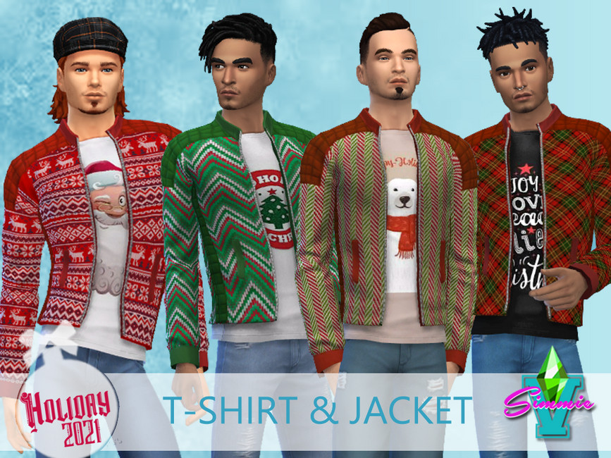 SimmieV Holiday21 Tee With Jacket - The Sims 4 Catalog