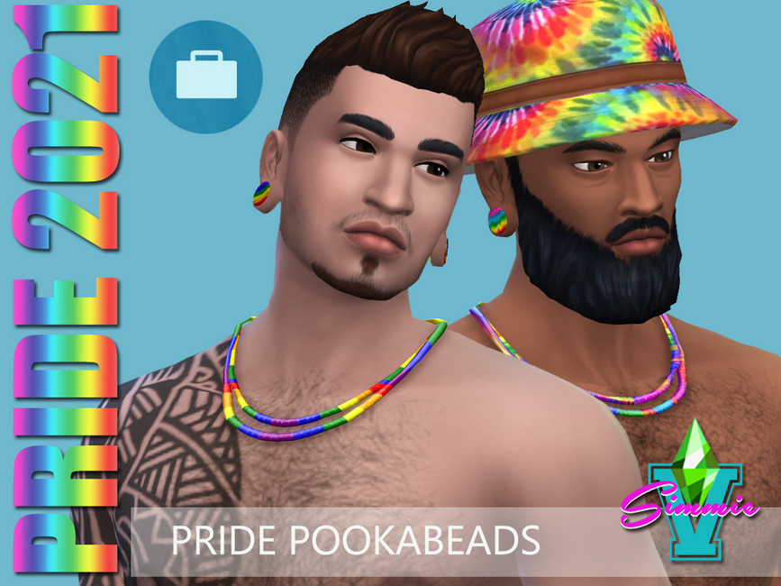 SimmieV Pride21 Rainbow Pooka Necklace - The Sims 4 Catalog