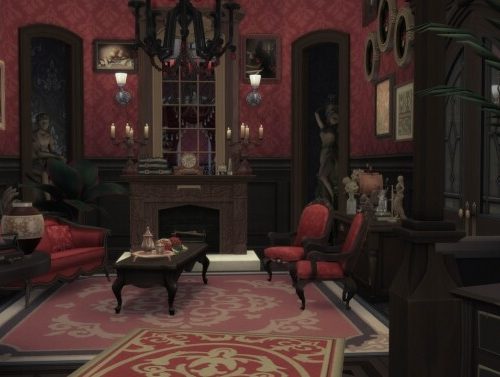 Sinister Gothic Victorian Home at SimKat Builds