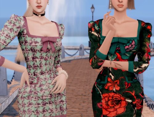 Square Neck Girlish Dress