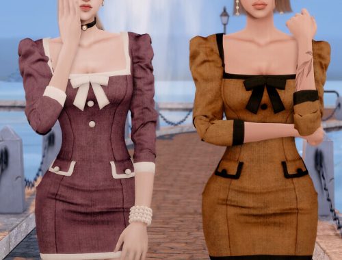 Square Neck Girlish Dress