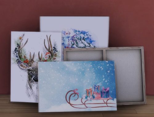 Stack Christmas Watercolour Canvases
