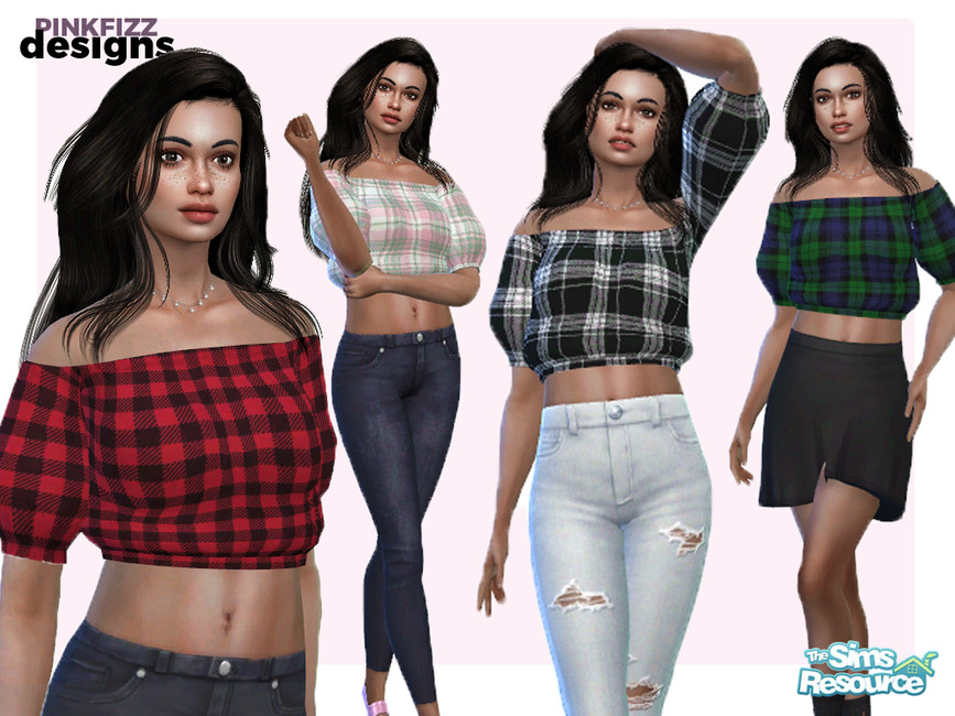 Tartan Cropped Top - The Sims 4 Catalog