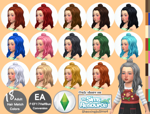 Toddler EF17HalfBun Hair 18 Colors