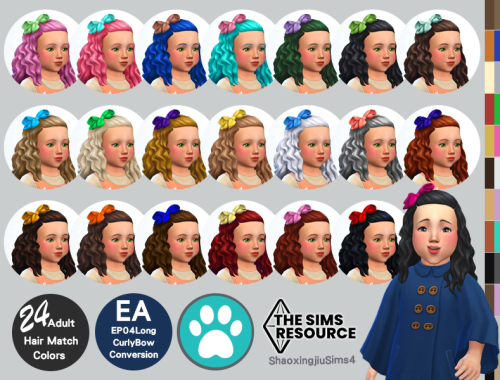 Toddler EP04 LongCurlyBow Hair 24 Colors