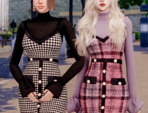 Turtleneck & Tweed Bustier Dress at RIMINGs