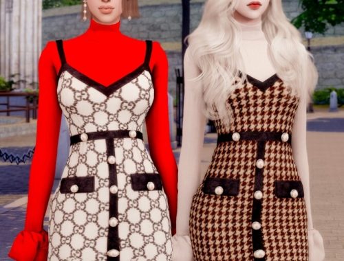 Turtleneck & Tweed Bustier Dress at RIMINGs