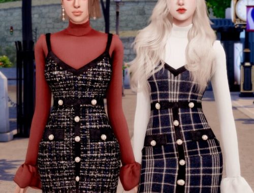 Turtleneck & Tweed Bustier Dress at RIMINGs