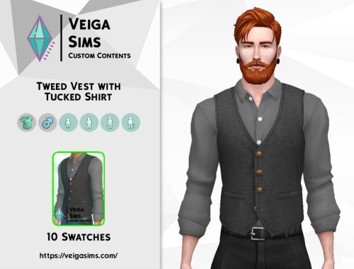 Tweed Vest with Tucked Shirt
