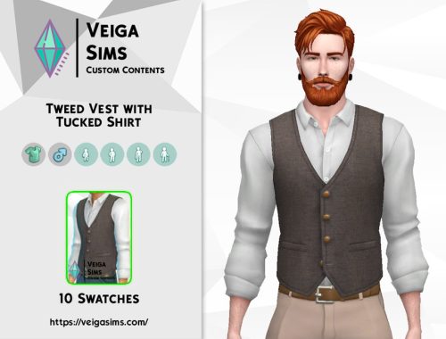 Tweed Vest with Tucked Shirt