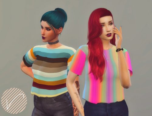 VV Cropped T-Shirt - Striped